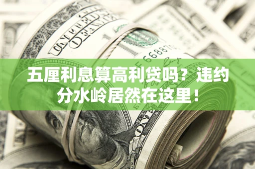 济南五厘利息算高利贷吗？违约分水岭居然在这里！